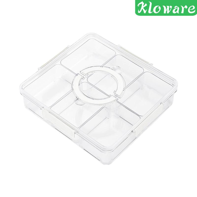 Hộp Đựng Đồ Ăn Vặt Chia 6 Ngăn Có Nắp Và Tay Cầm Đa Năng