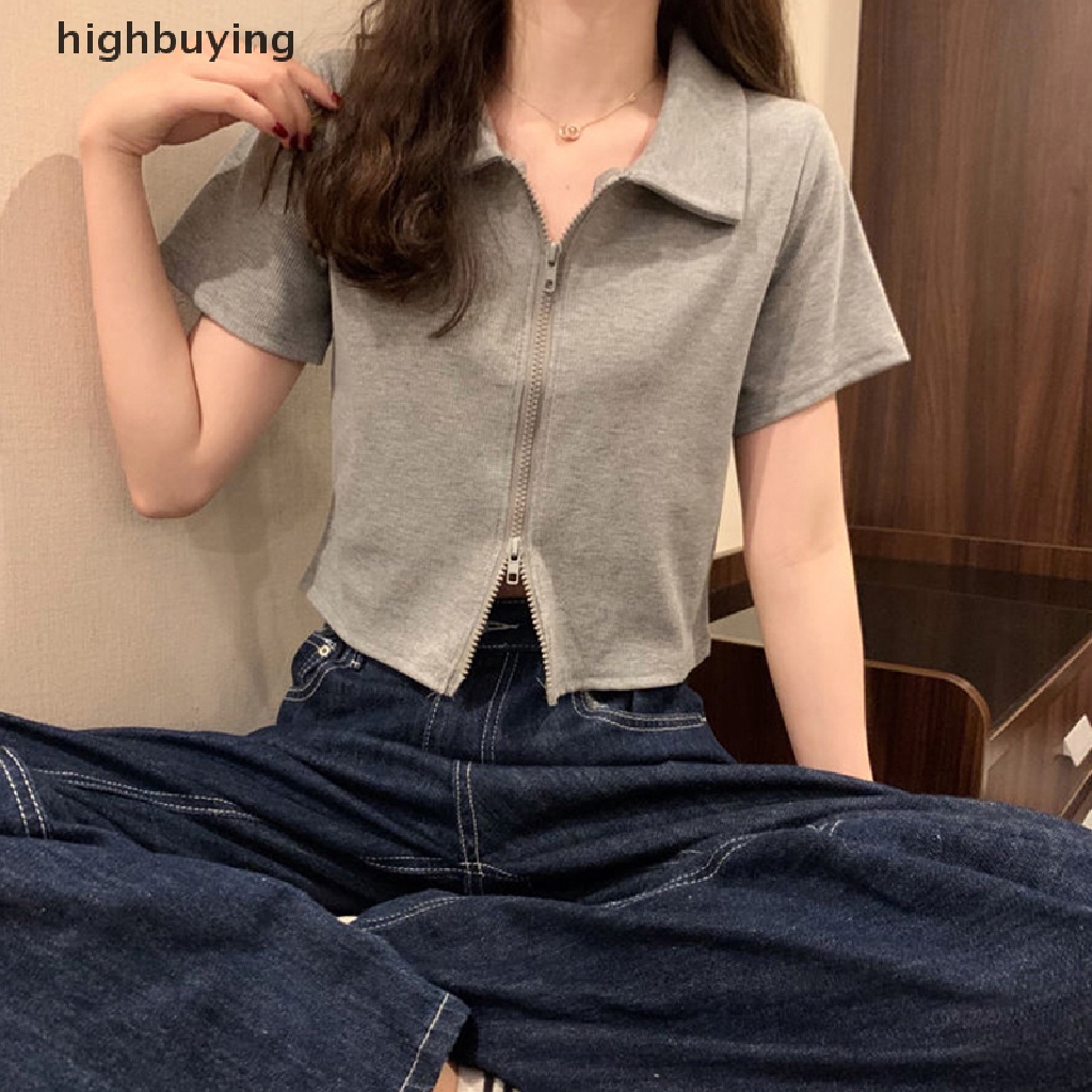 Áo Croptop Ngắn Tay Màu Sắc Thời Trang Mùa Hè Cho Nữ