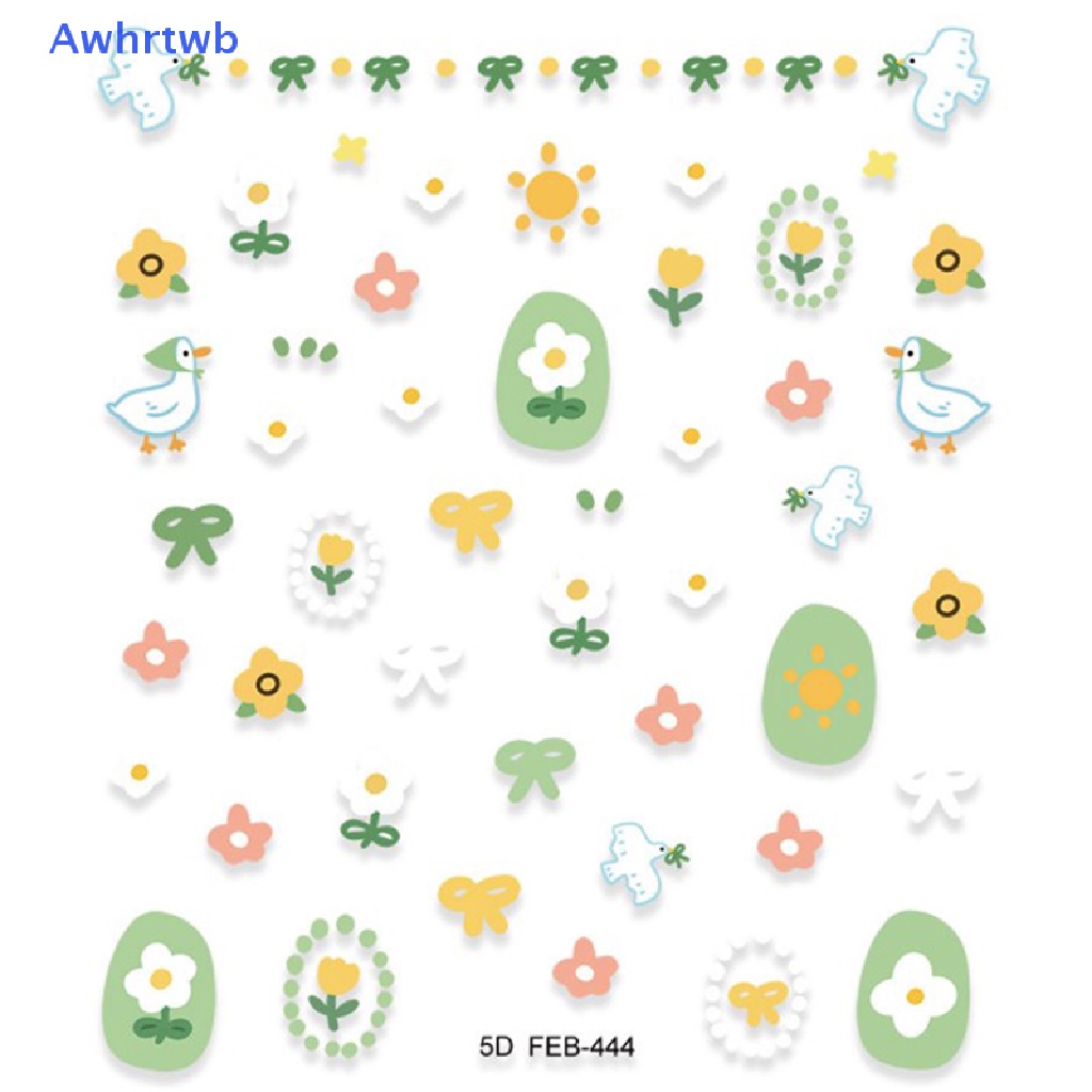 Miếng Dán Trang Trí Móng Tay Tự Dính Họa Tiết Hoa 5D Mới