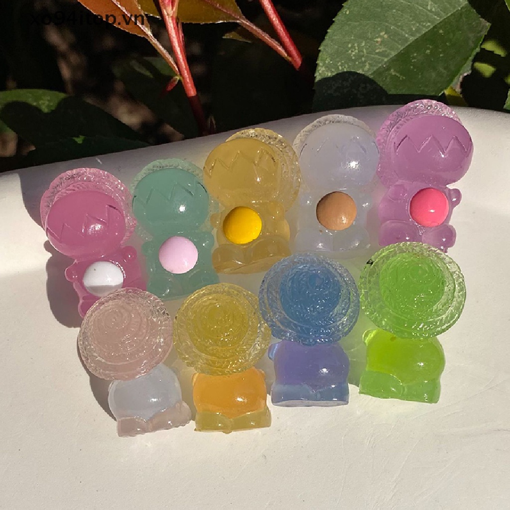 Set 1 / 5 Mô Hình Khủng Long Đội Mũ Rơm 3D Mini Trang Trí Tiểu Cảnh