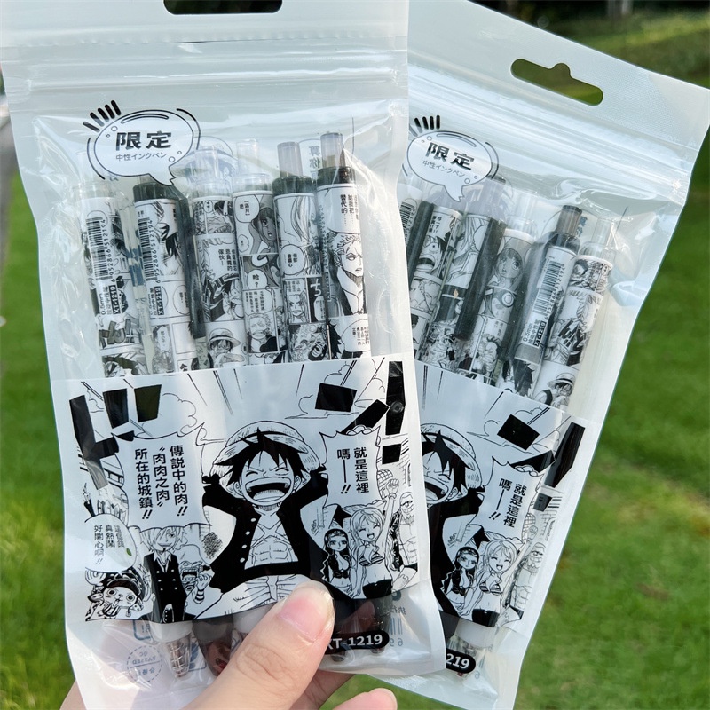 Set 6 Bút Mực Gel Ngòi 0.5mm Họa Tiết Hoạt Hình One Piece