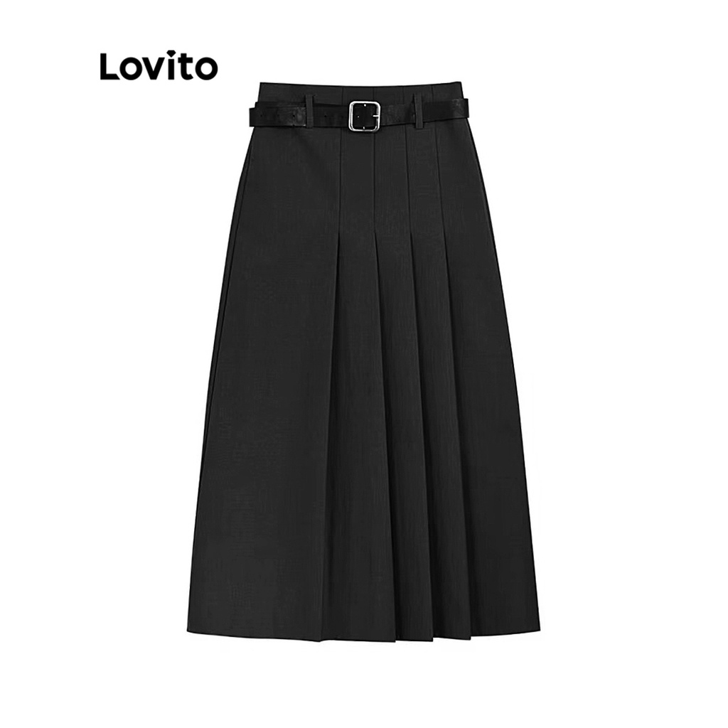 Chân váy LOVITO bất đối xứng xếp ly màu trơn thường ngày dành cho nữ L45AD051 (màu xám) | BigBuy360 - bigbuy360.vn