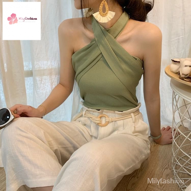 Áo Dệt Kim Cổ Thuyền Trễ Vai Dáng Ôm Cột Dây Thời Trang Quyến Rũ Cho Nữ