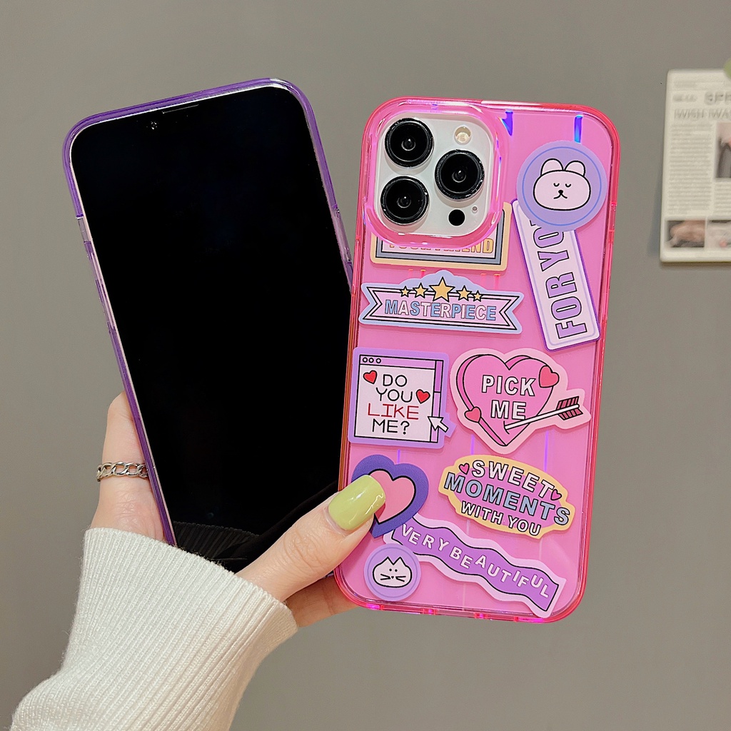 Ốp Điện Thoại tpu Dẻo Trong Suốt Họa Tiết Hoạt Hình Đơn Giản Chống Rơi / Sốc Cho iPhone 11 12 13 14 PRO Max