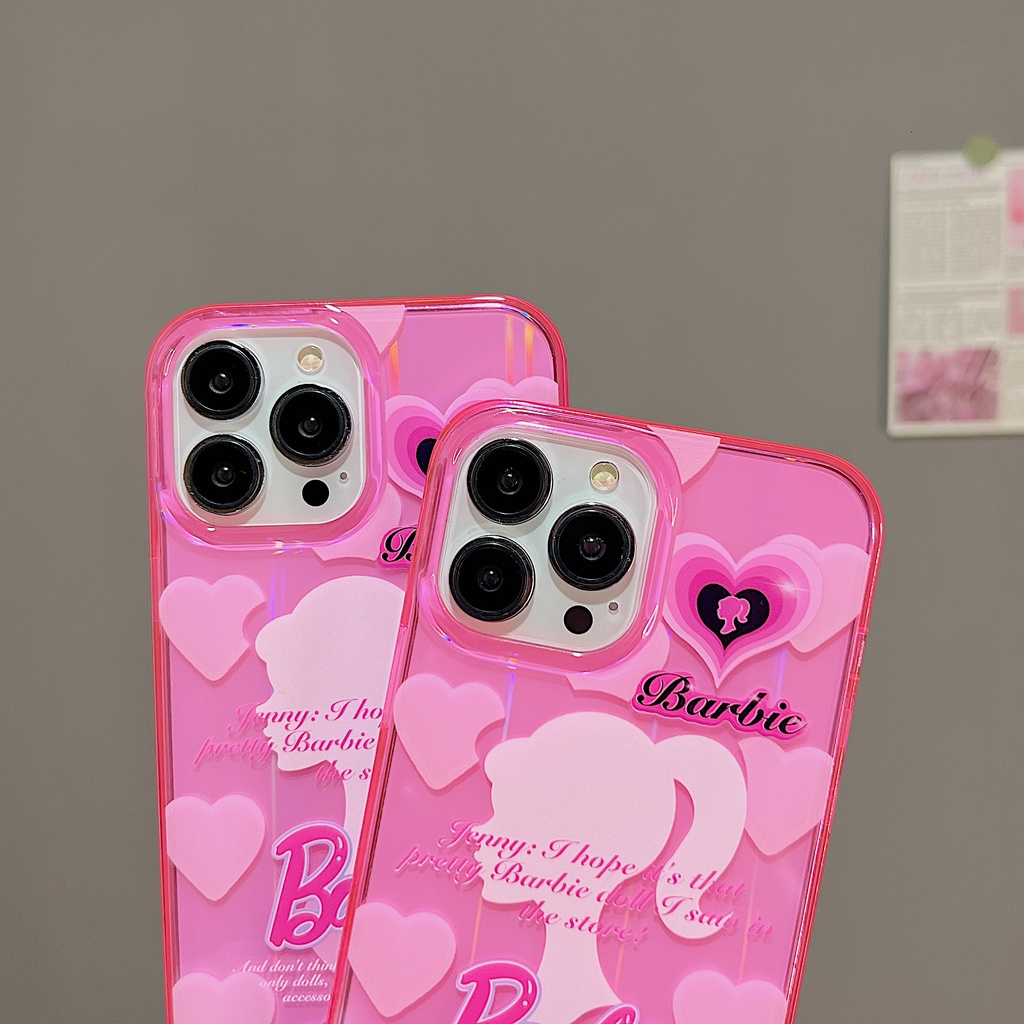 Ốp Điện Thoại Trong Suốt Họa Tiết Hoạt Hình Barbie Cho iPhone 14 13 12 11 Pro Max