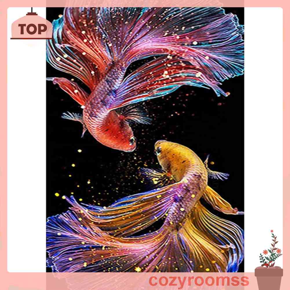Tranh Đính Đá Kim Cương Toàn Bộ 5D DIY Hình Cá Vàng (E755)