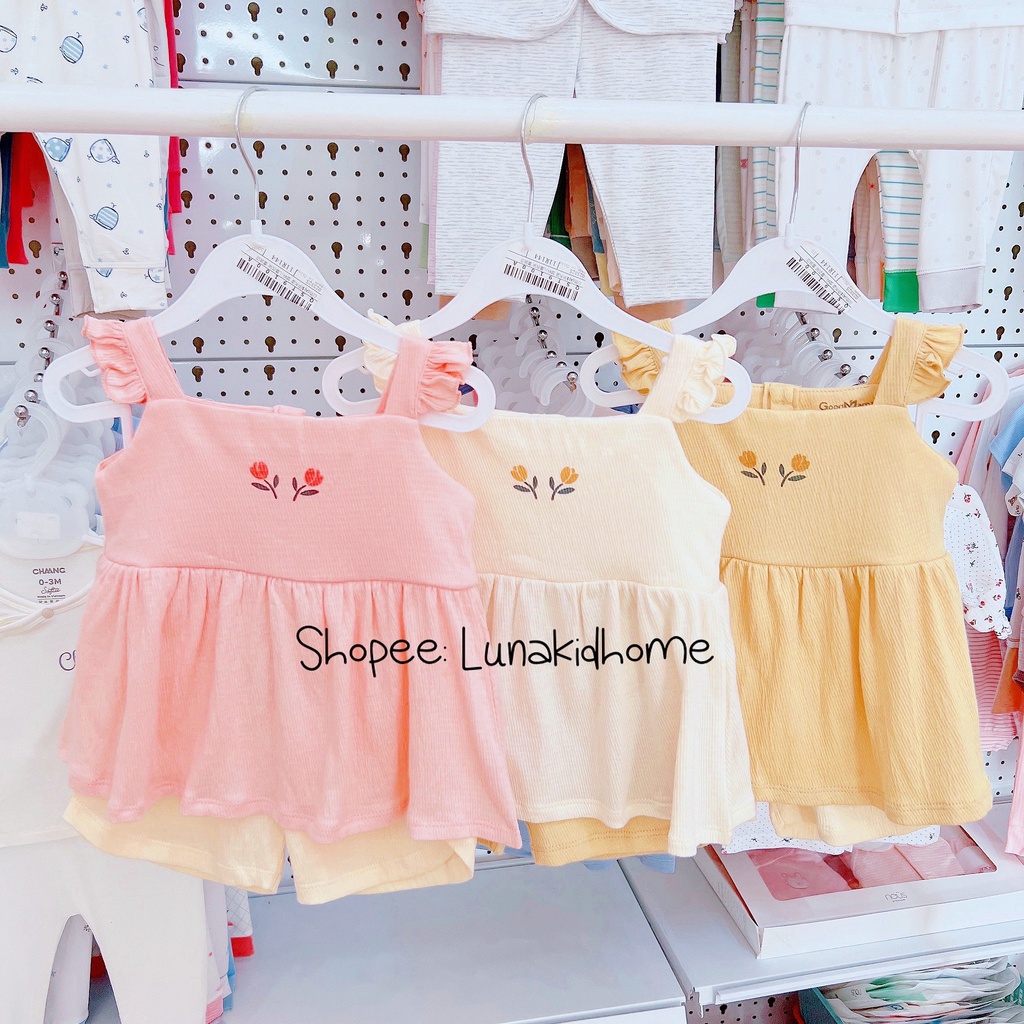 Bộ hai dây bé gái Goodmama mềm mát