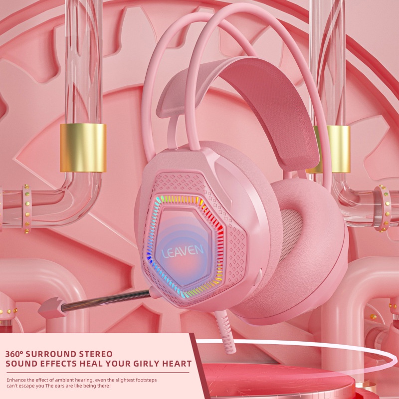 Tai Nghe Chơi Game Chống Ồn Có Dây Đeo Cổ Màu Hồng Macaroon G70 RGB Esports