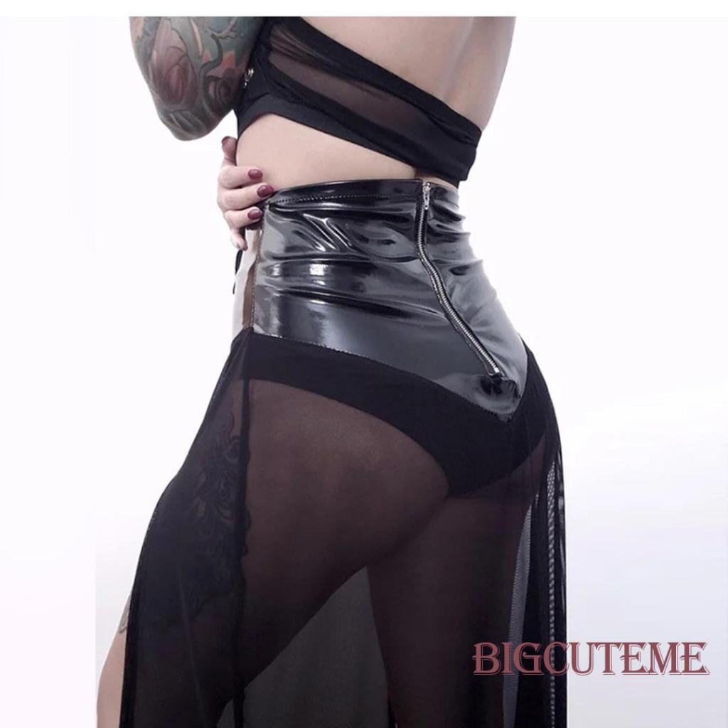 [] - Chân Váy Lưới Dáng Dài Phối Dây Xích Đan Chéo Màu Đen Phong Cách Gothic Thời Trang Mùa Hè Dành Cho Bạn Nữ Mặc Khi Nhảy Múa Sân Khấu