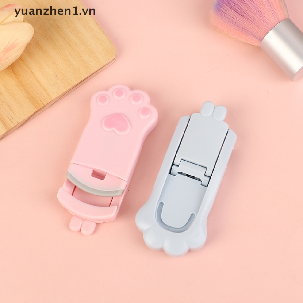 1 Bộ Dụng Cụ Uốn Cong Lông Mi Mini Bằng Nhựa Hình Chân Mèo Dễ Thương