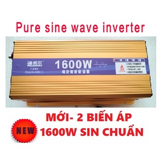 Bộ chuyển đổi điện sin chuẩn 1600w 12v lên 220v biến tần sóng sin chuẩn - kich 1600w có tẩu thuốc