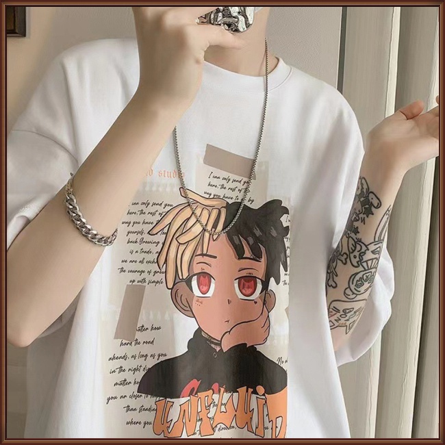 Áo Thun Tay Ngắn Cổ Tròn In Họa Tiết Hoạt Hình Phong Cách Retro Thời Trang Mùa Hè Cho Nam