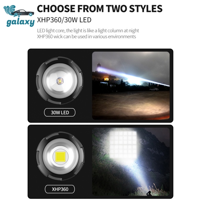 Galaxy Đèn Pin 30w Xhp360 4 Cấp Độ Đa Năng Tiện Dụng