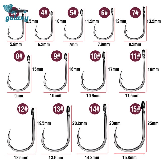 Galaxy Lưỡi Câu Cá Bằng Thép Carbon Cao Cấp Nhiều Kích Cỡ