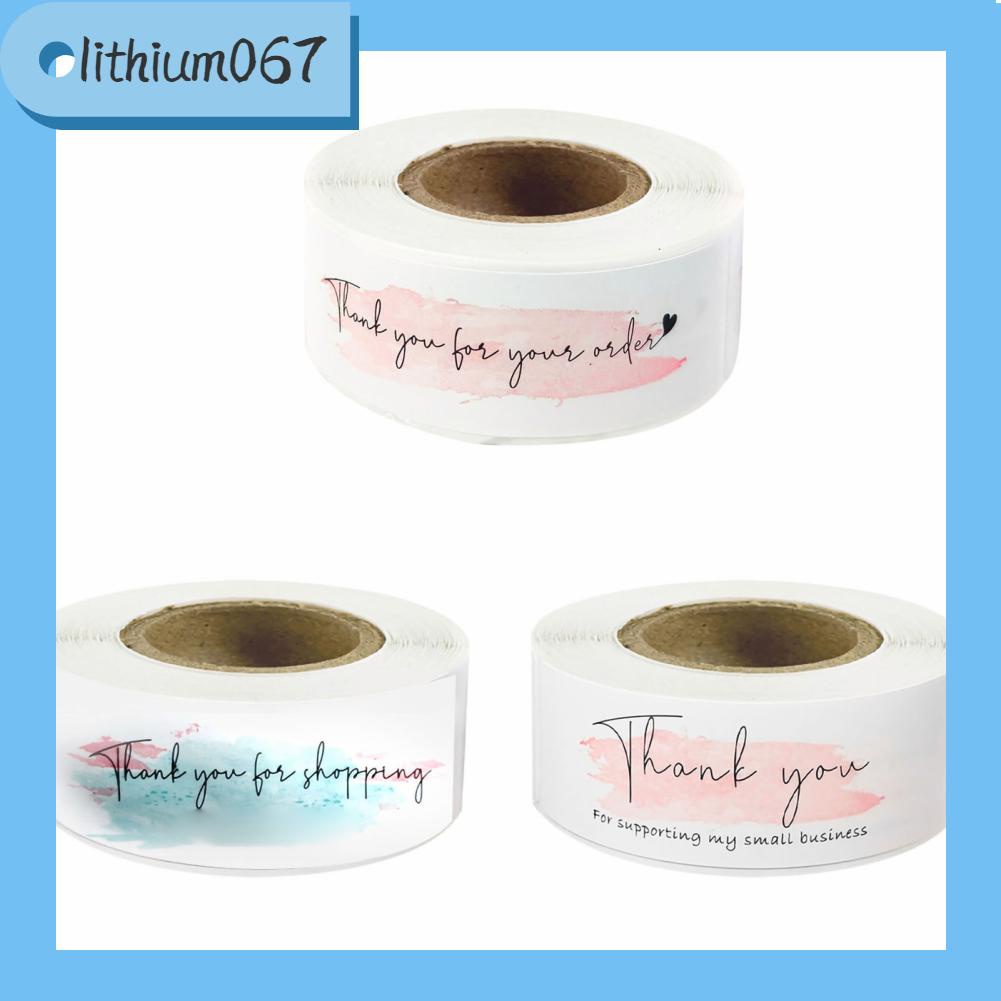 Lithium067 1 Cuộn Nhãn Dán Sticker Hình Chữ Nhật Đẹp Thời Trang Dễ Thương Tự Làm Bằng Tay "Thank You"