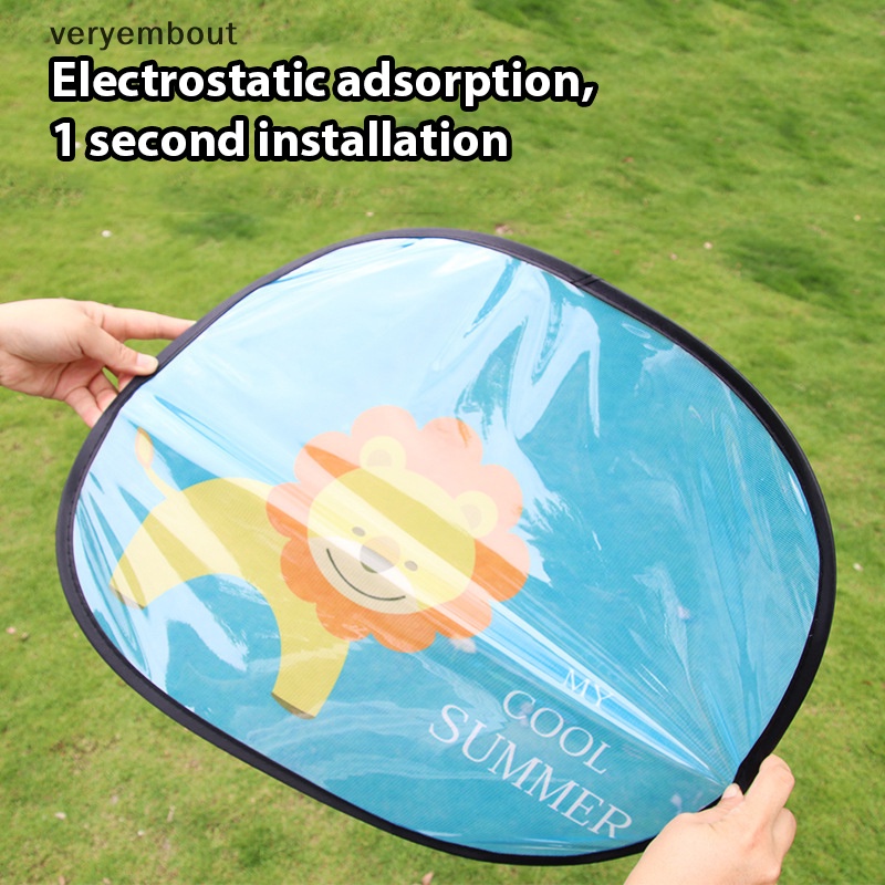 Set 2 Tấm Che Nắng Cho Cửa Sổ Xe Hơi Họa Tiết Hoạt Hình Có Thể Gấp Gọn Cho Bé