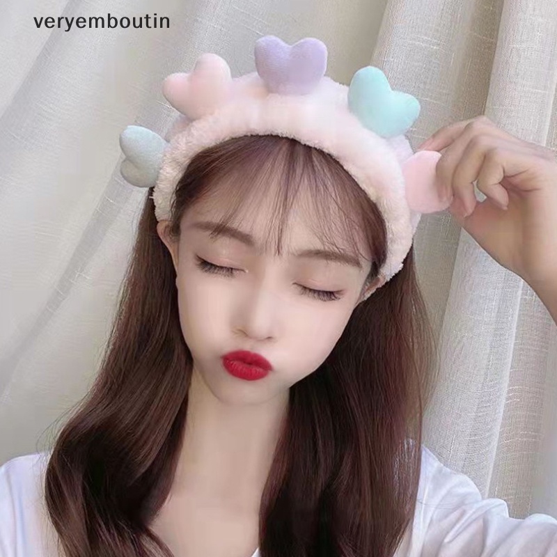 Băng Đô Cài Tóc Hình Trái Tim Nhiều Màu Sắc Đơn Giản Dễ Phối Đồ Rửa Mặt Cho Nữ