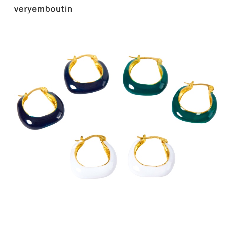 1 Đôi Bông Tai Hình Tròn Màu Xanh Lá Cây Bằng Hợp Kim Phong Cách Vintage Hàn Quốc Thanh Lịch Dành Cho Nữ