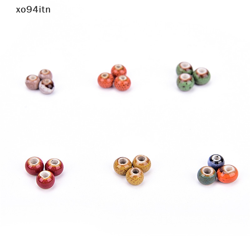 Set 50 Hạt Gốm Tráng Men Hình Hoa 6mm Làm Trang Sức DIY