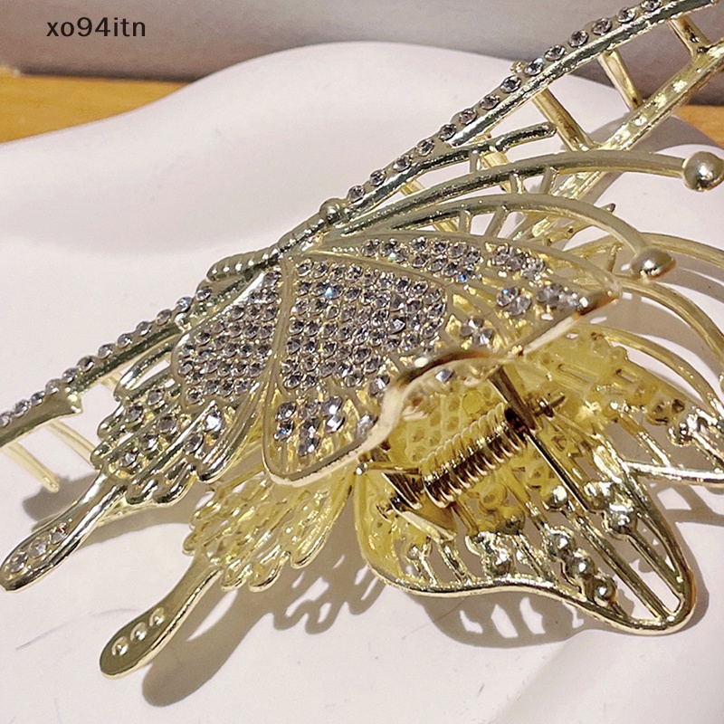 Kẹp Tóc Hình Bướm / Chuồn Chuồn Rỗng Bằng Kim Loại Đính Đá Tua Rua Thời Trang