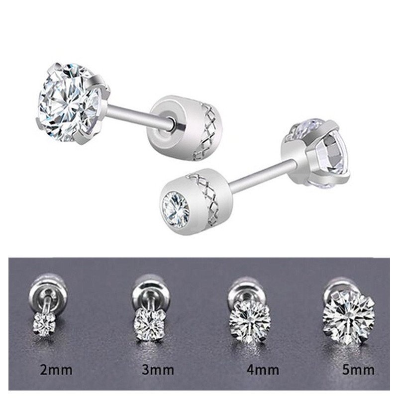 1 Đôi Bông Tai Titan Không Gỉ Đính Đá Zircon AAA + Zircon Dành Cho Nam Nữ