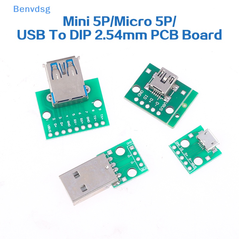 Set 5 Bảng Mạch Chuyển Đổi Cổng Micro USB B Sang Cổng Cắm 2.54mm DIP USB 2.0 3.0 Chuyên Dụng