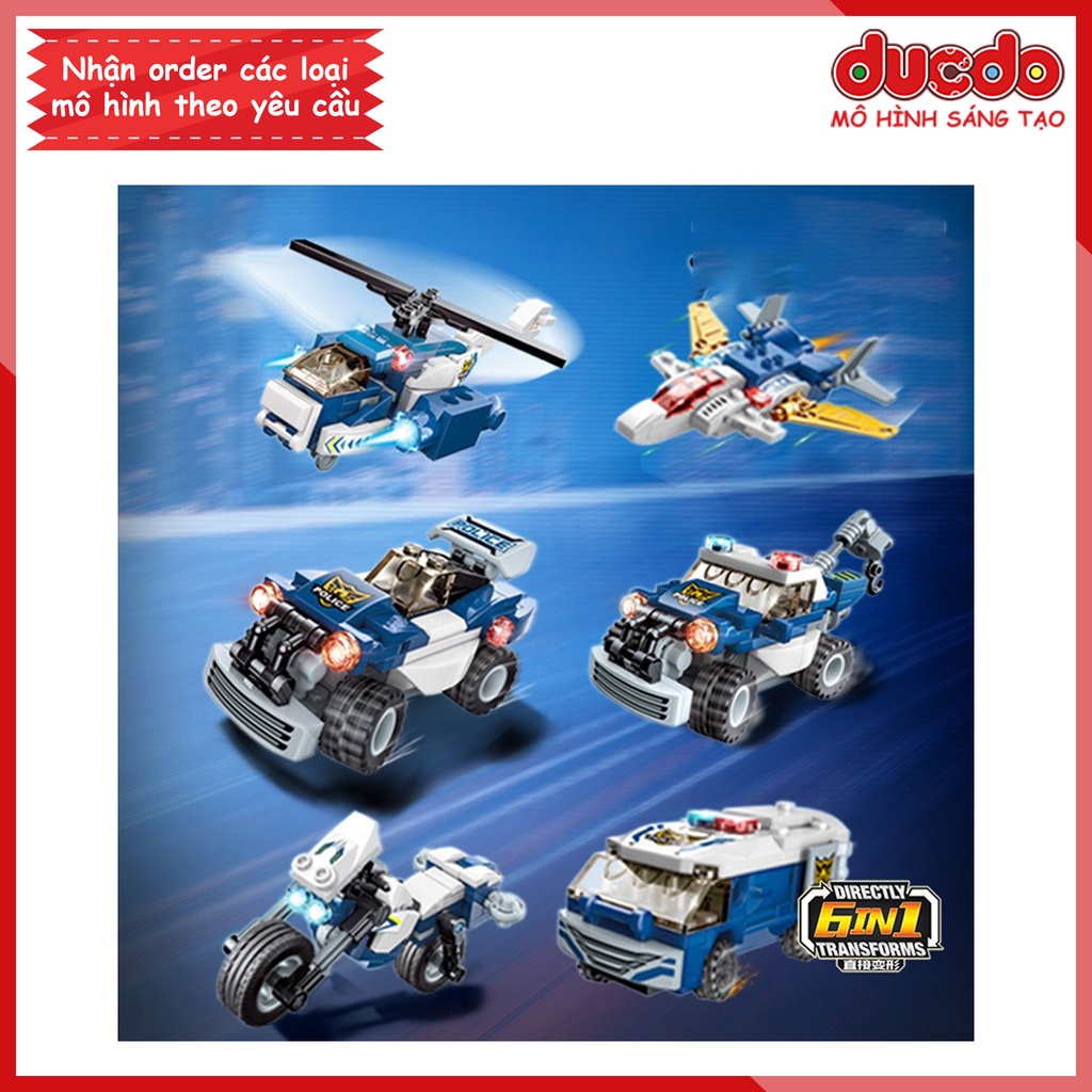 ENLIGHTEN Qman 41104 Lắp ghép Robot Biến Hình 6 in 1 - Transformers Police - Đồ chơi Xếp hình Mô hình Minifigures Mini