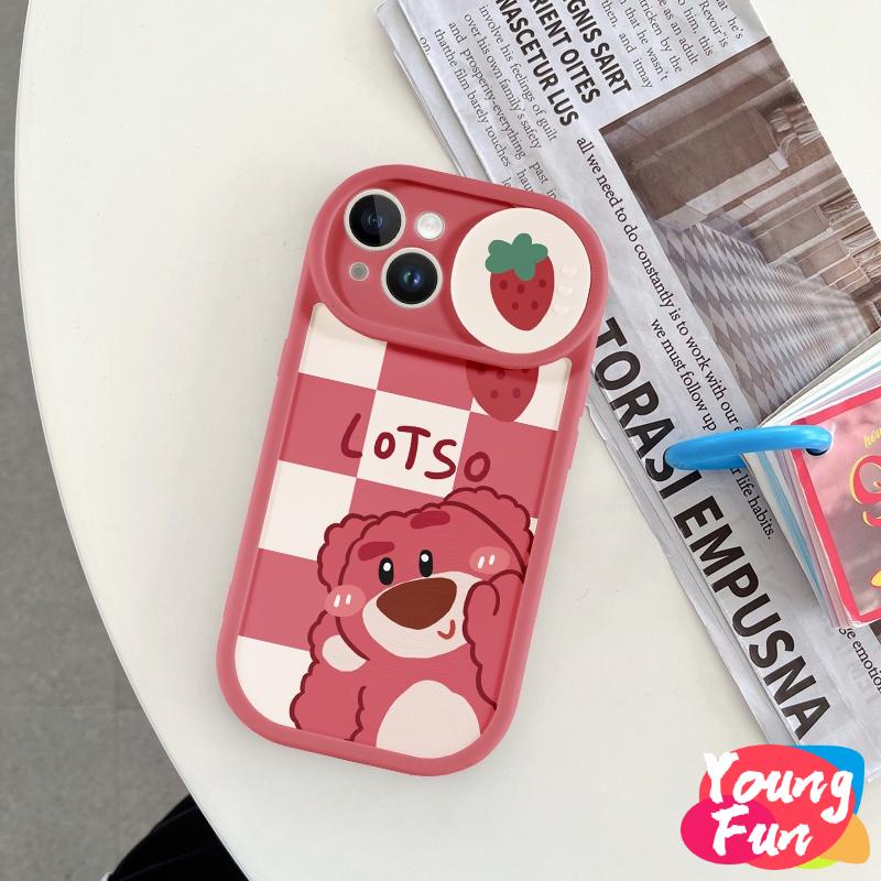Ốp lưng Gấu dâu tây Trượt for iPhone 14 XR 13 11 12 Pro Max 8 7 6 6S Plus X Xs Max Se 2020 13 12 11