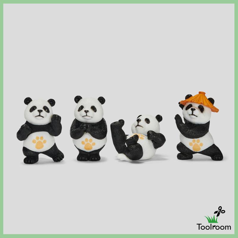 Set 4 Bức Tượng Gấu Trúc Nhỏ Điêu Khắc Trang Trí Nhà Cửa Sân Vườn