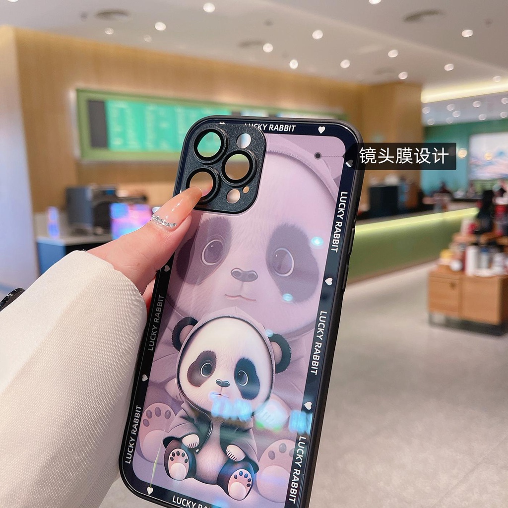 Ốp Điện Thoại Silicon Dẻo Tráng Gương Hình Gấu Trúc Thời Trang Cho iPhone 11 12 13 14 PRO MAX XR XS 7 8 Plus