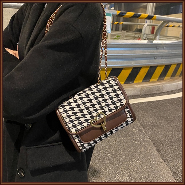 Túi Đeo Chéo Hình Vuông Cỡ Nhỏ Phối Dây Đeo Sợi Xích Phong Cách Cổ Điển Thời Trang Cho Nữ