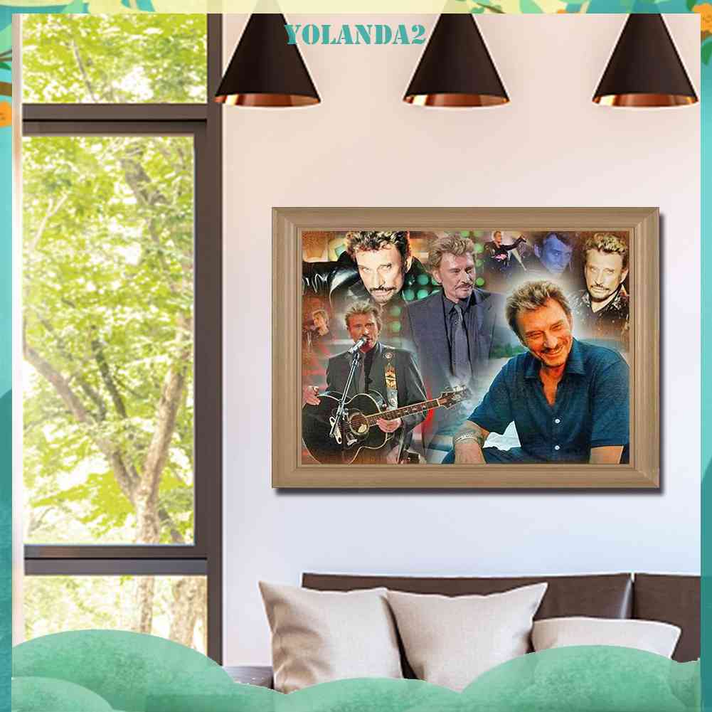 Bộ Tranh Đính Đá 5D Tự Làm Toàn Diện Họa Tiết Johnny Hallyday Trang Trí Nhà Cửa