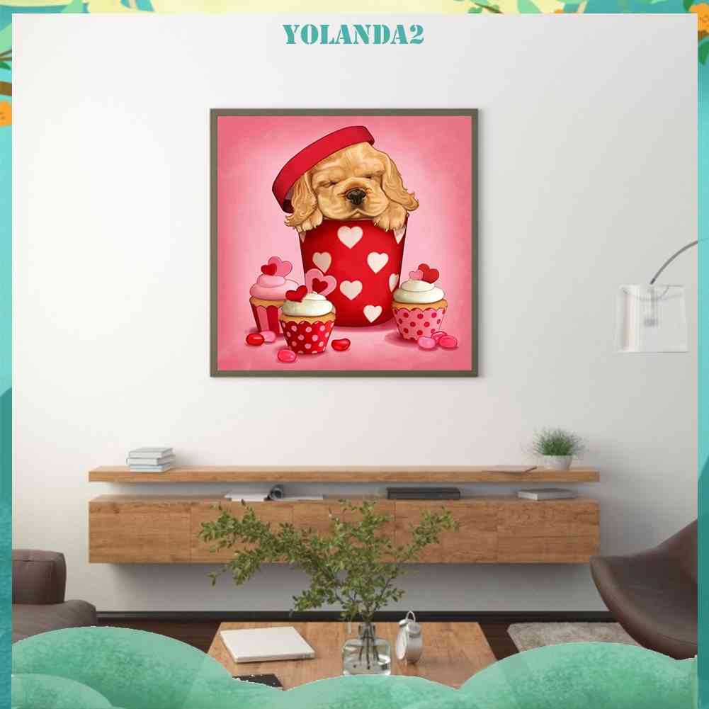 Tranh Đính Đá Kim Cương Toàn Bộ 5D DIY Hình Vẽ Chó Trang Trí Nhà Cửa