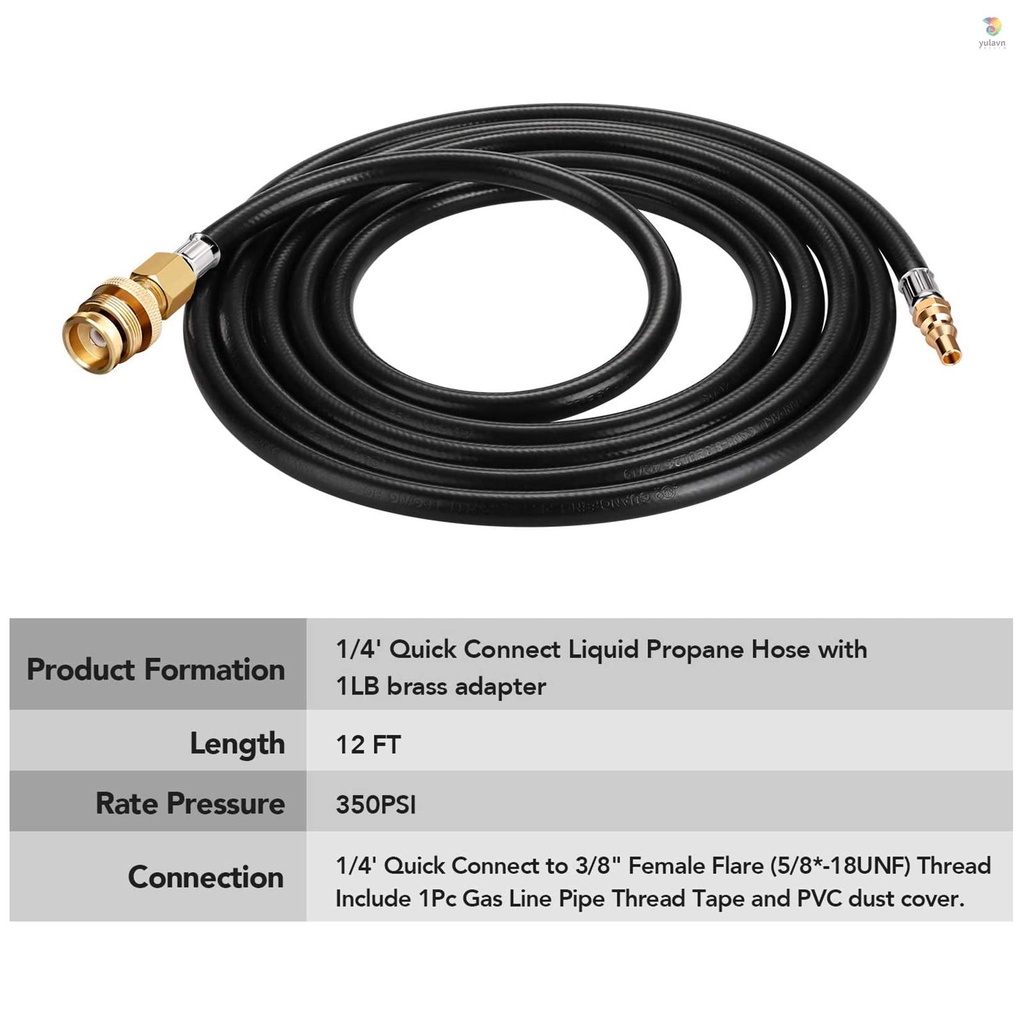 Ống Nối Nhanh 12ft Chuyên Dụng Cho Bình Ga-s Grill 1 / 4 '' 1lb Gapaway RV 1 / 4 ''