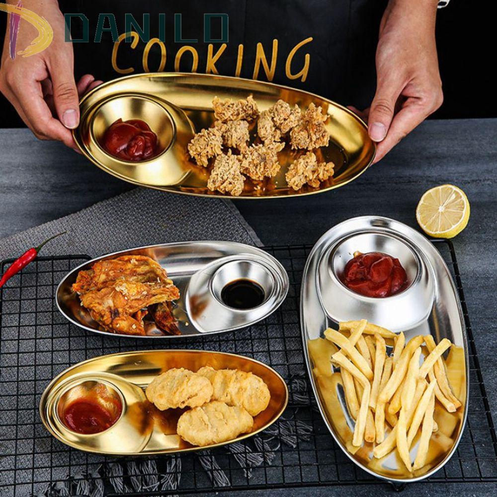 Đĩa Đựng Khoai Tây Chiên Chia Ngăn Hình Oval Tiện Dụng