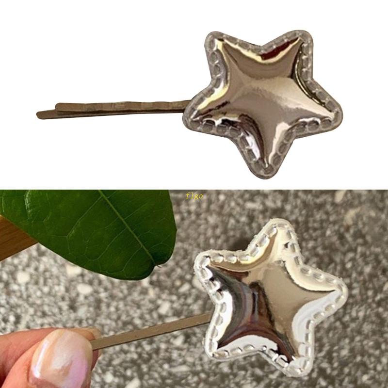 Kẹp Tóc Hình Ngôi Sao Năm Cánh Bằng Bạc Dễ Thương Y2K