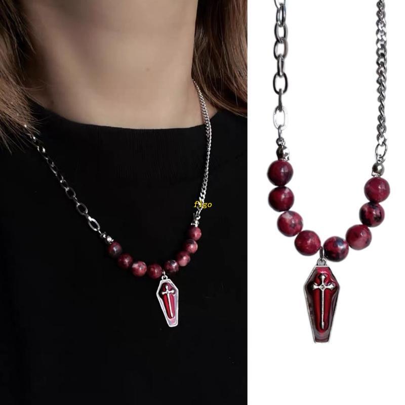 Flgo Vòng cổ Mặt Thánh Giá Máu Coffin Tối Giản Thời Trang Cho Nam Và Nữ