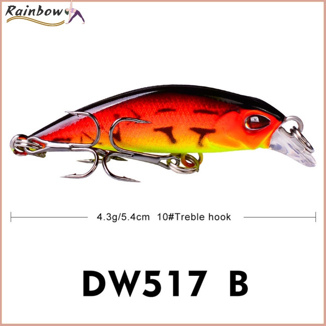 Mồi Giả Nhử Cá Bằng Nhựa Cứng 4.3g 5.4cm Gắn Kèm Móc Câu Tiện Lợi