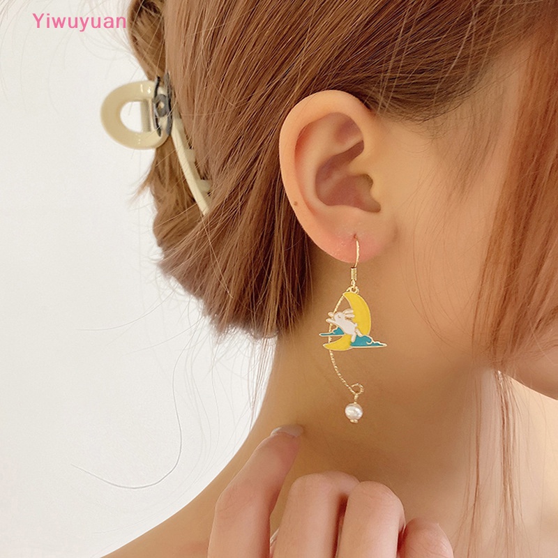 < Yiwuyuan > Khuyên Tai Lủng Lẳng Hình Thỏ Mèo Không Đối Xứng Cho Nữ Dự Tiệc Mới
