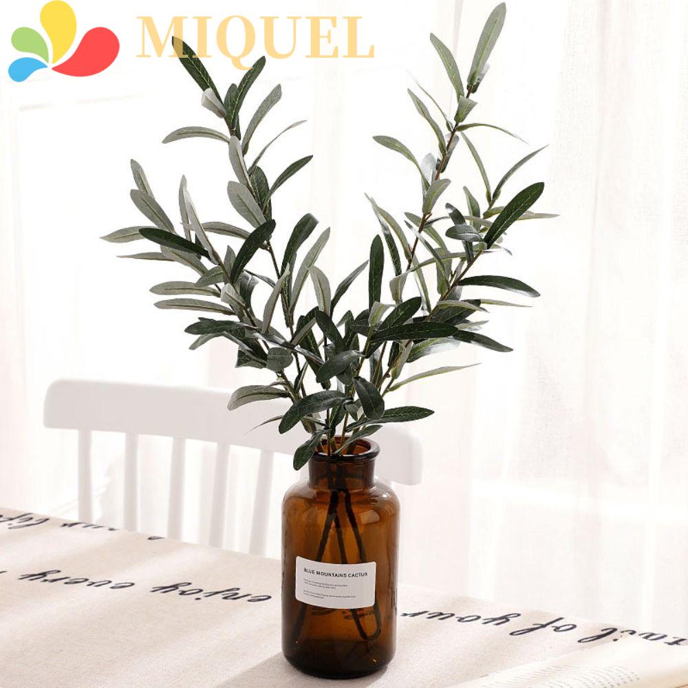 Lá Ô Liu Nhân Tạo 77cm Màu Xanh Lá 4 Nút Bằng Vải Lụa Trang Trí Nhà Cửa / Tiệc Cưới