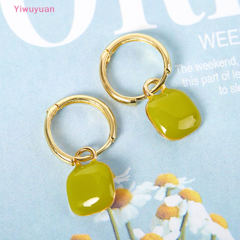 1 Đôi Bông Tai Hình Vuông / Trái Tim Phong Cách Vintage Pháp Đơn Giản Ngọt Ngào Mới