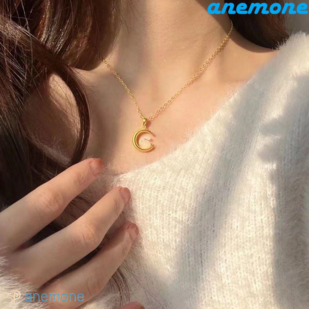 Vòng cổ Mặt Hình Thỏ Và Mặt Trăng Thiết Kế Thanh Lịch Cho Nữ