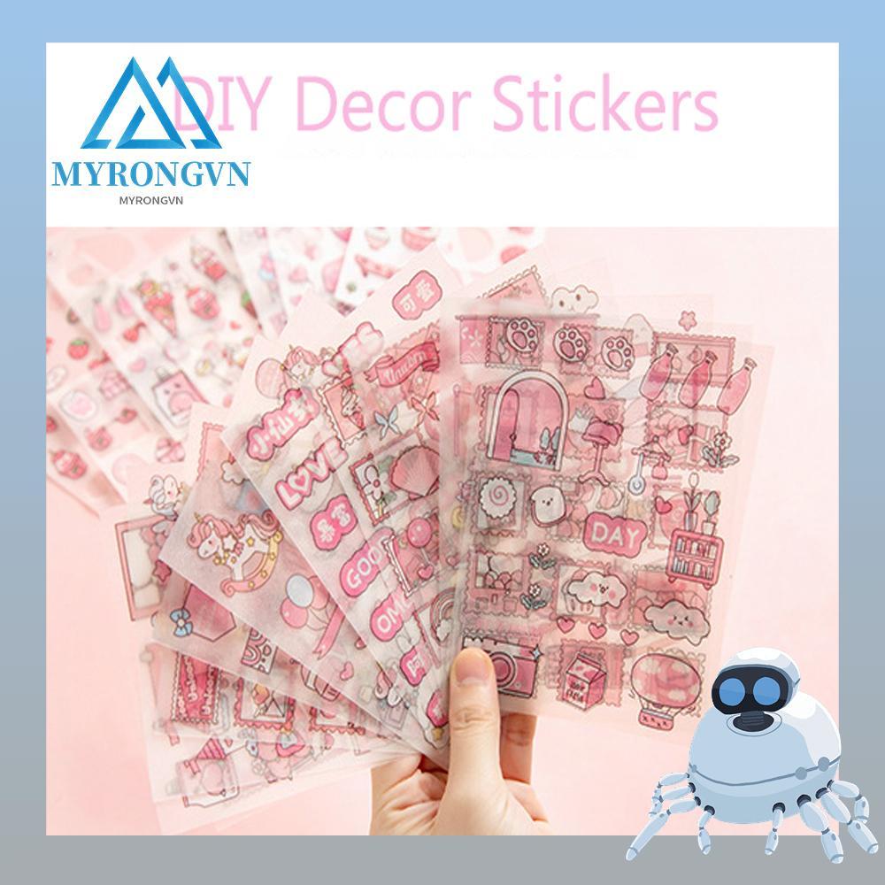 Set 4 tấm miếng dán họa tiết hoạt hình xinh xắn dùng để trang trí thủ công