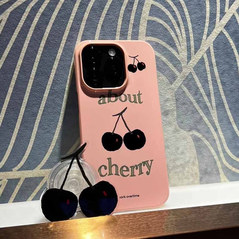 Ốp Điện Thoại Màu Đen Cherry Chống Sốc Cho iPhone 14 11 / 12 / 13 / XS / XR 7 / 8plus XR xsmax 12Pro 11 14p
