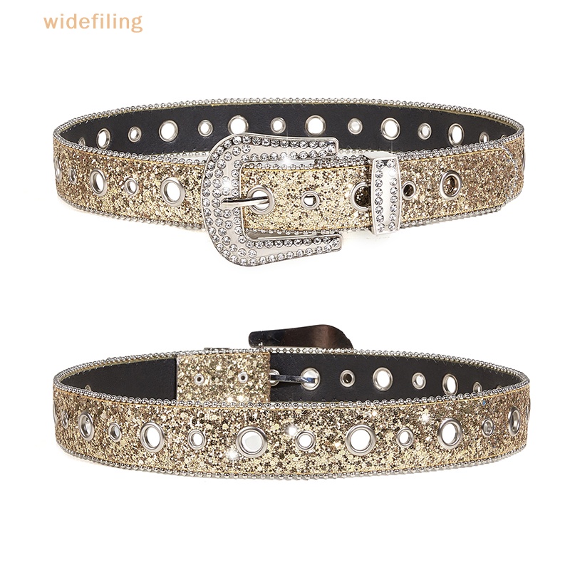 Thắt Lưng Da PU Bản Rộng Đính Đá Lấp Lánh Kiểu Cao Bồi Phương Tây Y2K Thời Trang Cho Nam Và Nữ