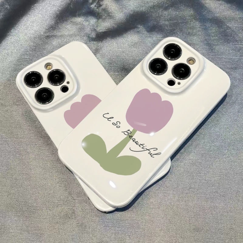 Ốp Điện Thoại Họa Tiết Hoa Tulip Đơn Giản Xinh Xắn Cho Iphone1314pro 7812 max 11
