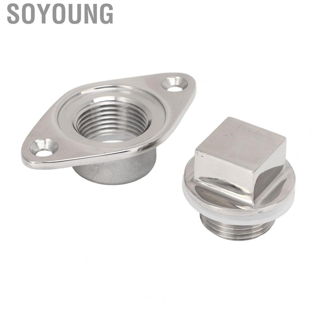 Soyoung Marine Water Plug  Rustproof Stable Connection Silicone Seal 316 Stainless Steel Boat Drain Plug Mirror Polished with O Ring for Kayak Yacht RV