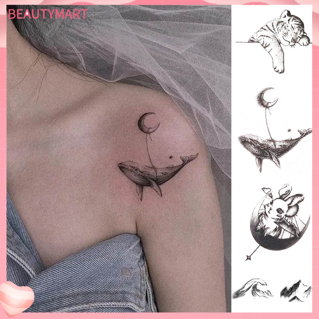 Set 10 Hình Xăm Giả Màu Trắng Đen Siêu Mỏng Có Thể Tháo Rời Cho Học Sinh