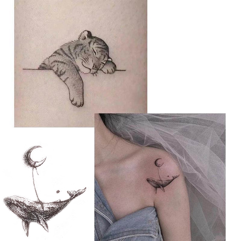 Set 10 Hình Xăm Giả Màu Trắng Đen Siêu Mỏng Có Thể Tháo Rời Cho Học Sinh