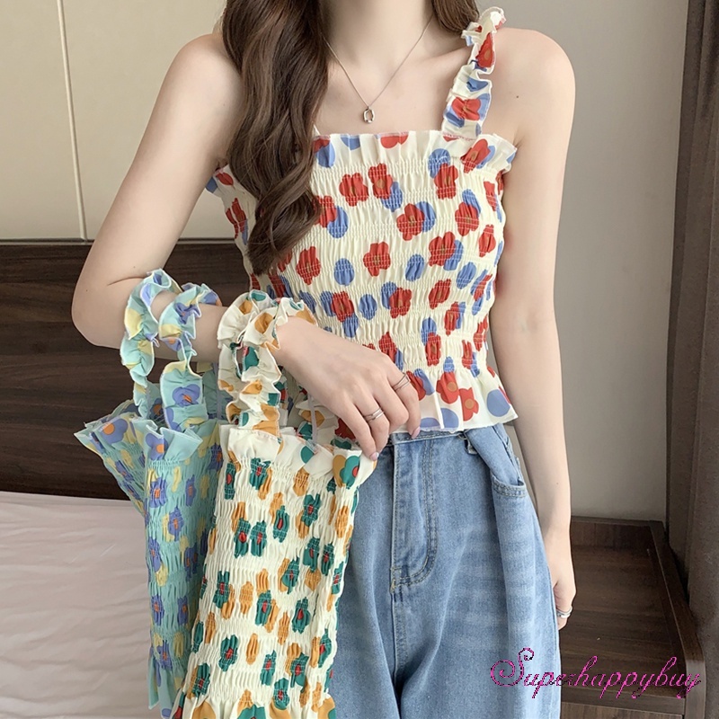 Áo Ống Ngắn In Họa Tiết Hoa Thoải Mái Thời Trang Cho Nữ